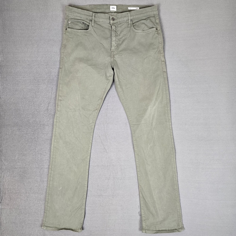 Edwin Jeans Mens 36x33 Green Pants Jace Straight Leg 5 Pocket Stretch USA Made